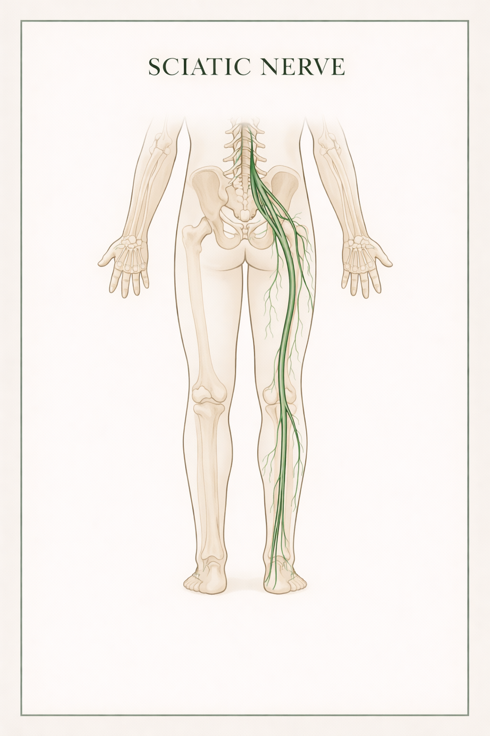 Sciatic nerve and lower extremity pain map graphic