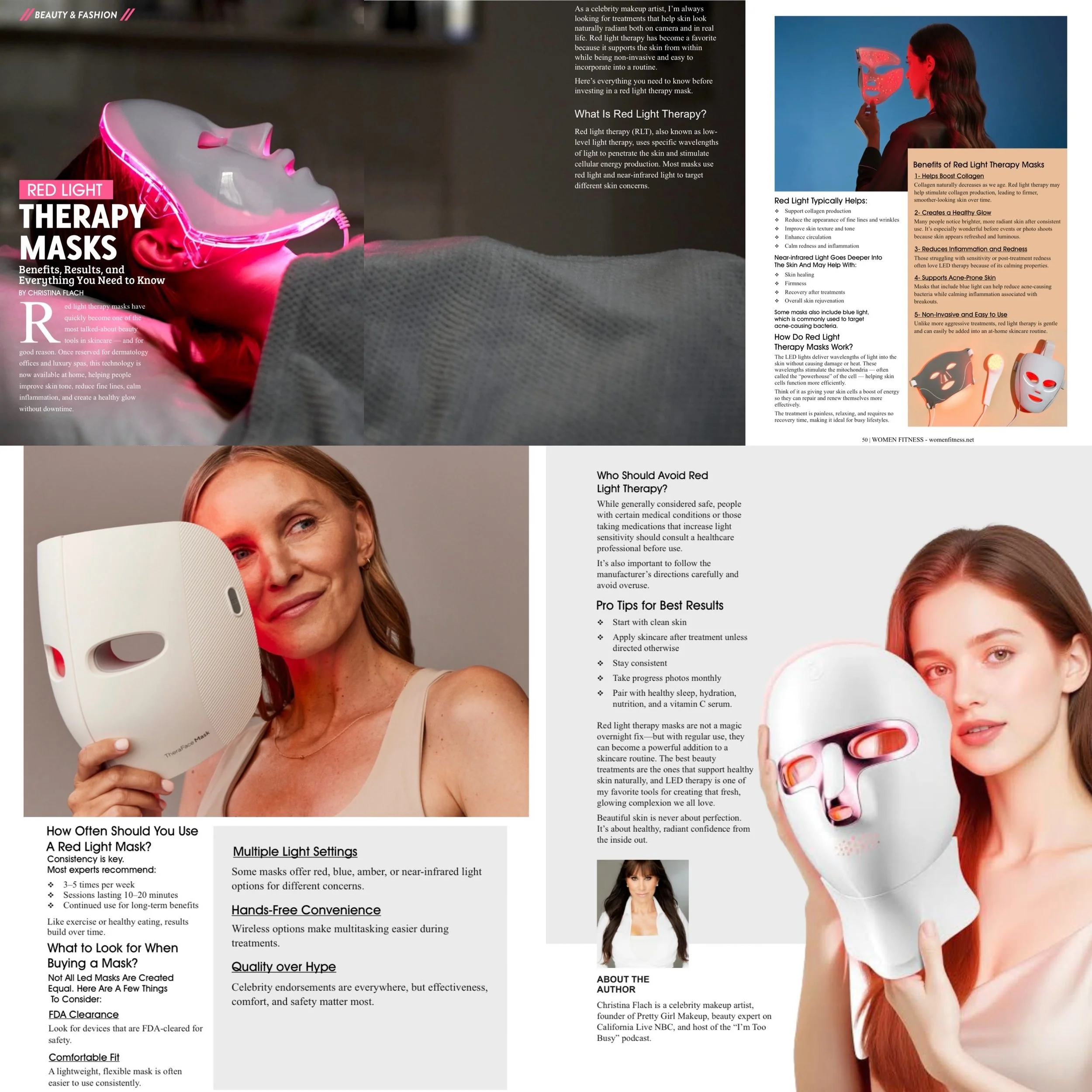 Red light therapy face masks and skincare devices featuring Christina Flach celebrity makeup artist San Francisco Bay Area