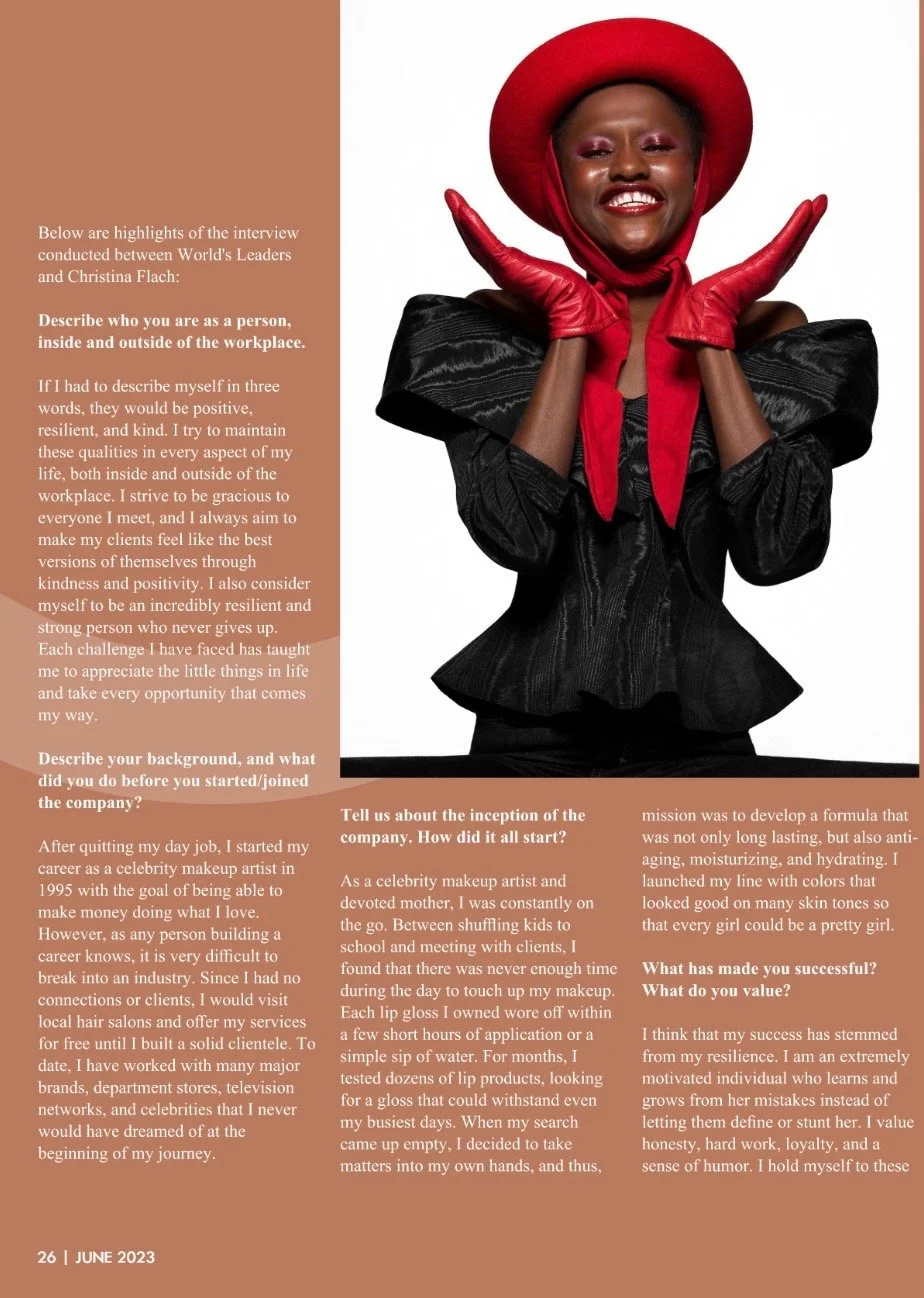 Editorial feature highlighting Christina Flach’s vision and influence in the beauty industry