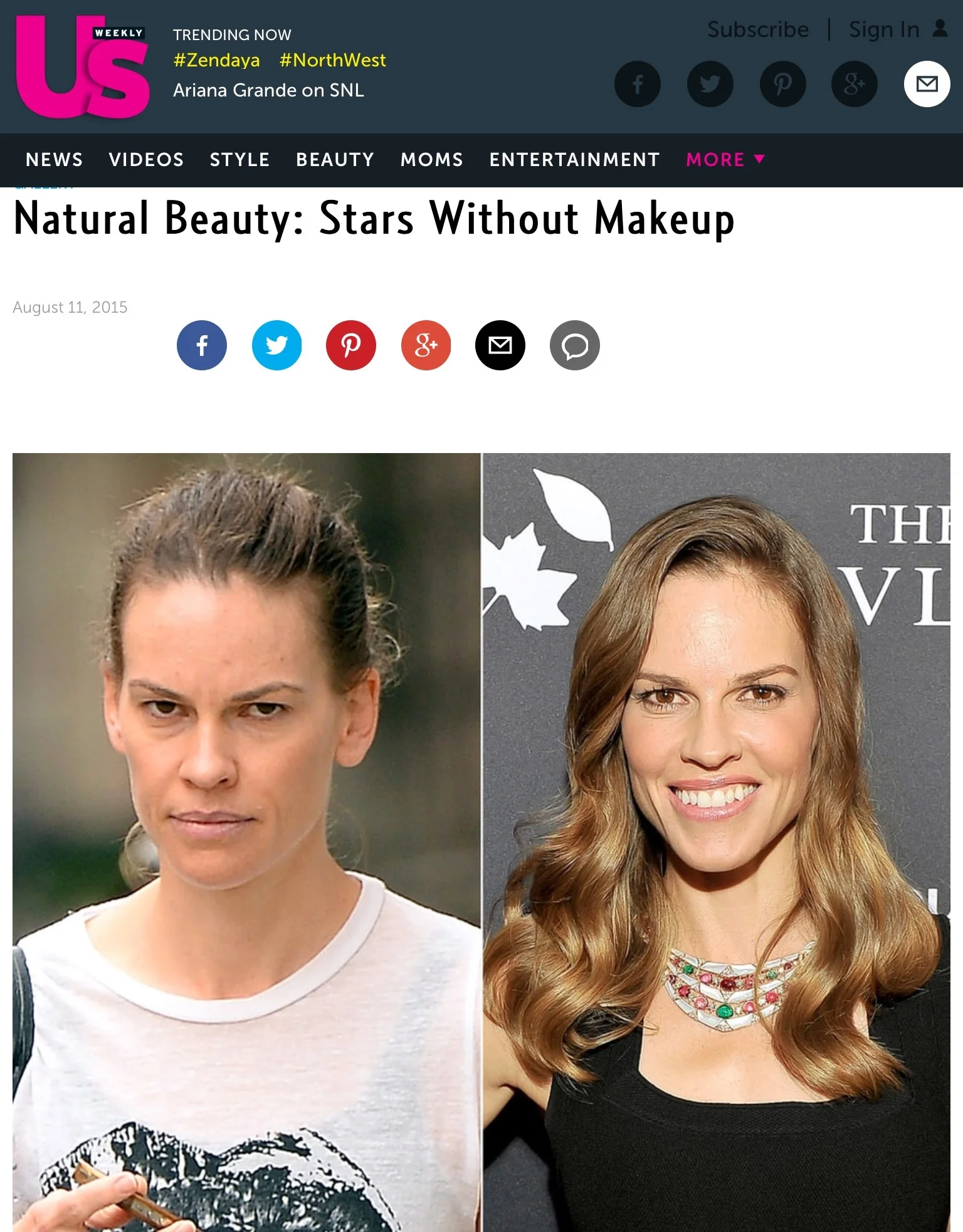 US Magazine Natural Beauty Without Makeup
