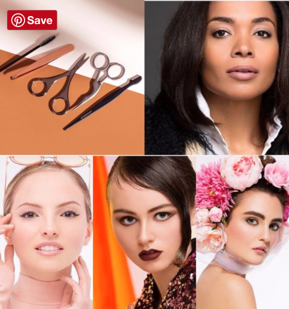 Pretty Girl Makeup CEO Christina Flach eyebrow grooming dos and donts guide featuring brow scissors tweezers and models with perfectly groomed eyebrows