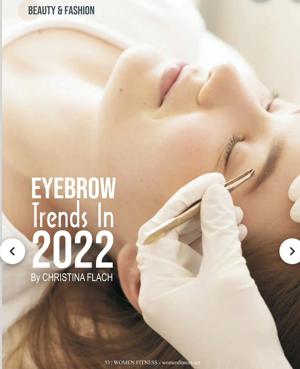 Christina Flach featured in Women’s Fitness Magazine discussing eyebrow trends and modern beauty tips