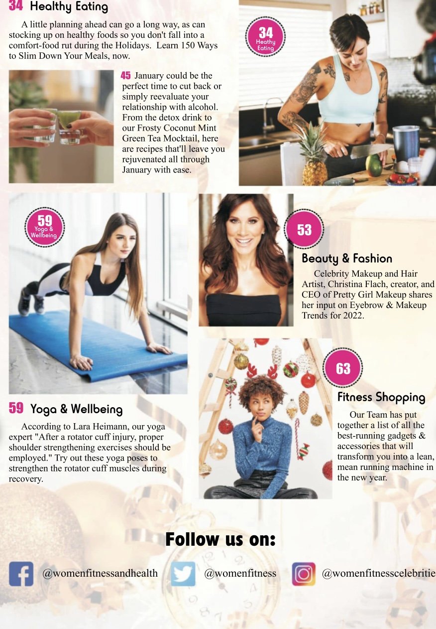 Christina Flach featured in Women’s Fitness Magazine beauty and fashion section as celebrity makeup artist