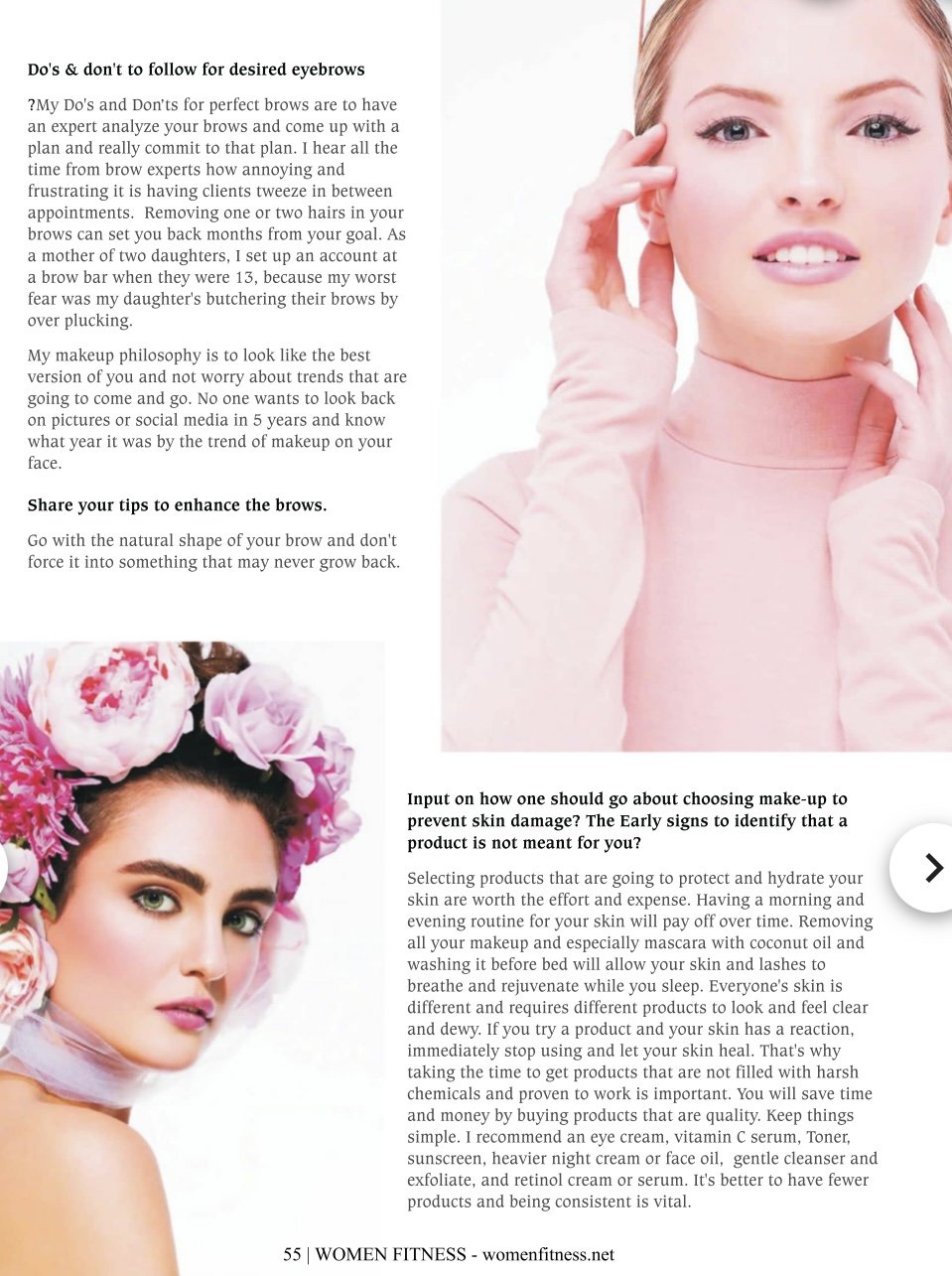 Christina Flach featured in Women’s Fitness Magazine discussing beauty trends and skincare recommendations