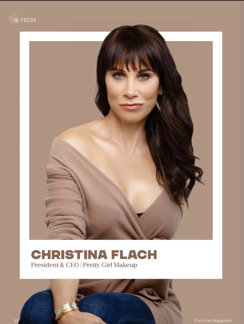 Christina Flach featured in Exeleon Magazine as celebrity makeup artist and founder of Pretty Girl Makeup