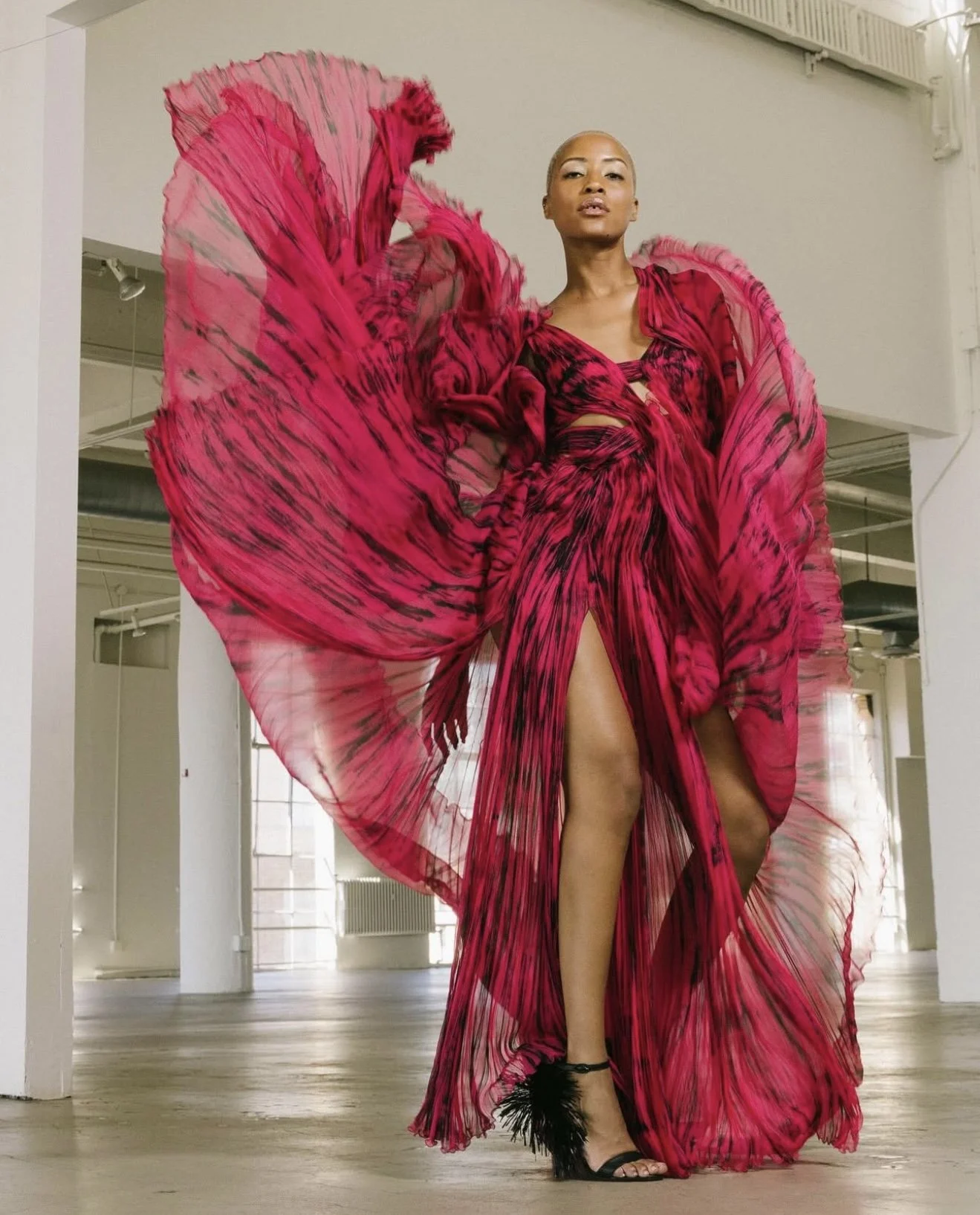 Editorial Makeup by Christina Flach | Red Gown Fashion Editorial