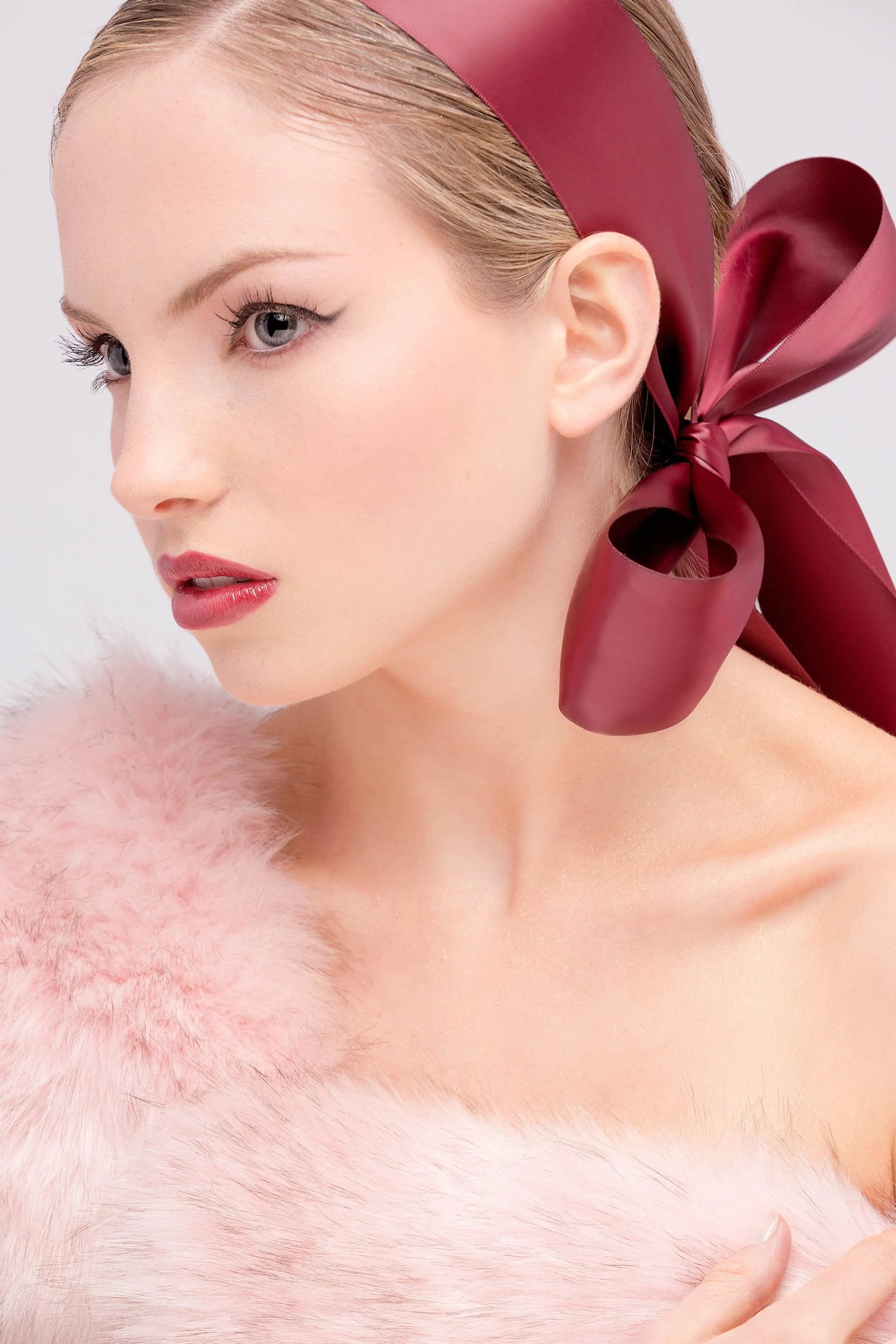 Blonde Model with Red Hair Bow & Classic Red Lip —  Christina Flach