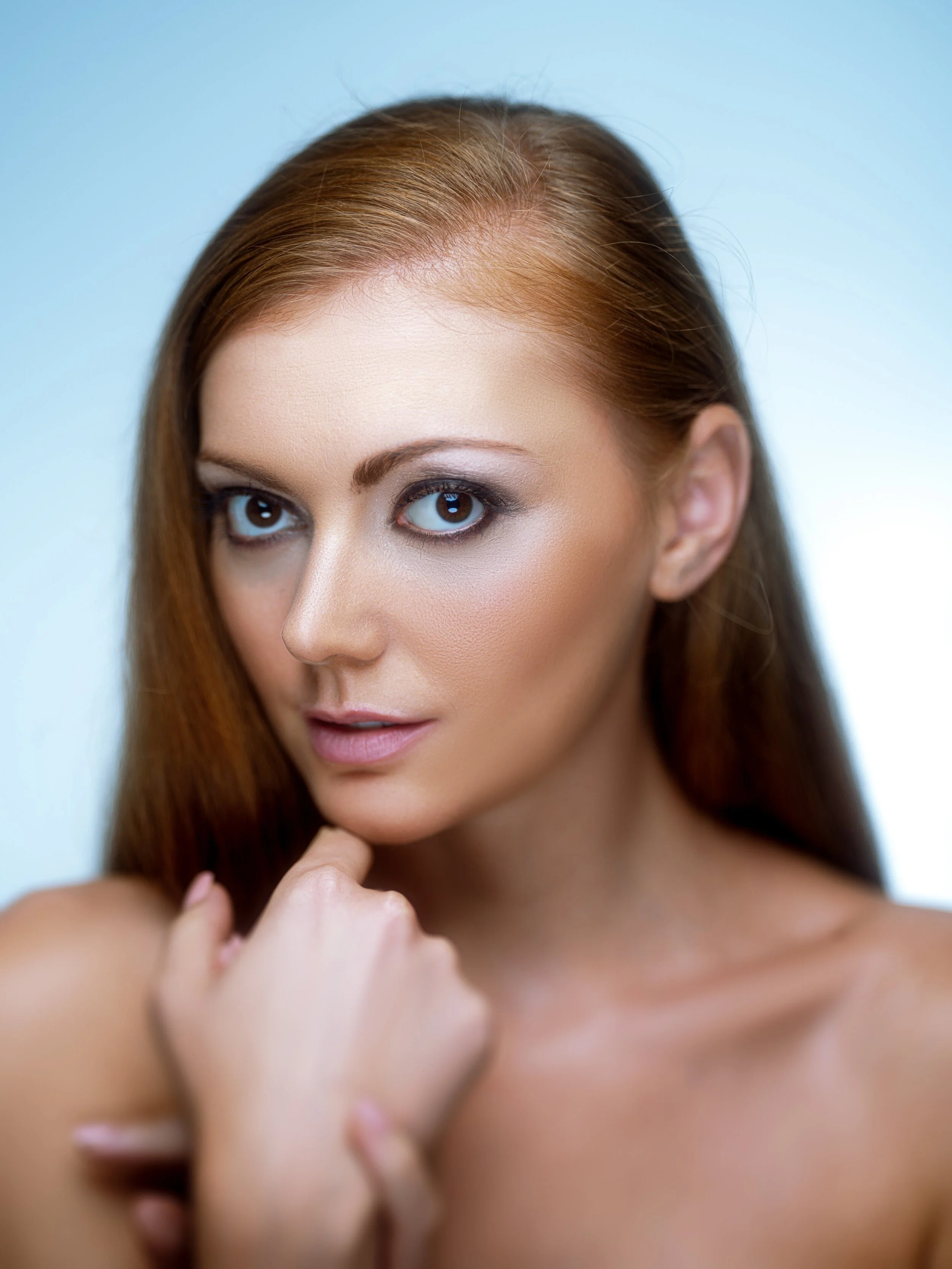 Sleek Hair and Blue Eye Makeup by Celebrity Makeup Artist Christina Flach Marin County