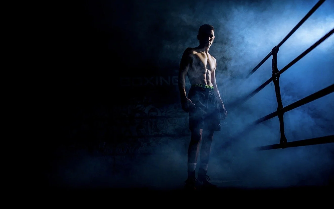 Boxer Devon Lee in Blue Light by Christina Flach, SF Celebrity Makeup Artist