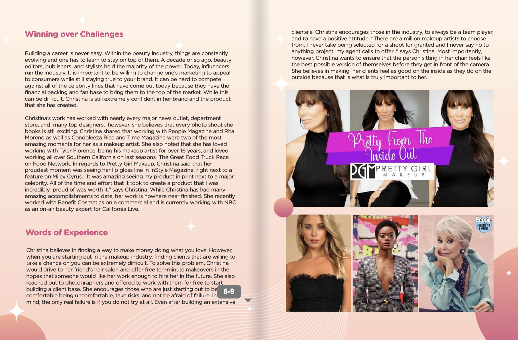 Christina Flach featured in CIO Times magazine discussing beauty, entrepreneurship,Pretty Girl Makeup brand and career as a celebrity makeup  artist
