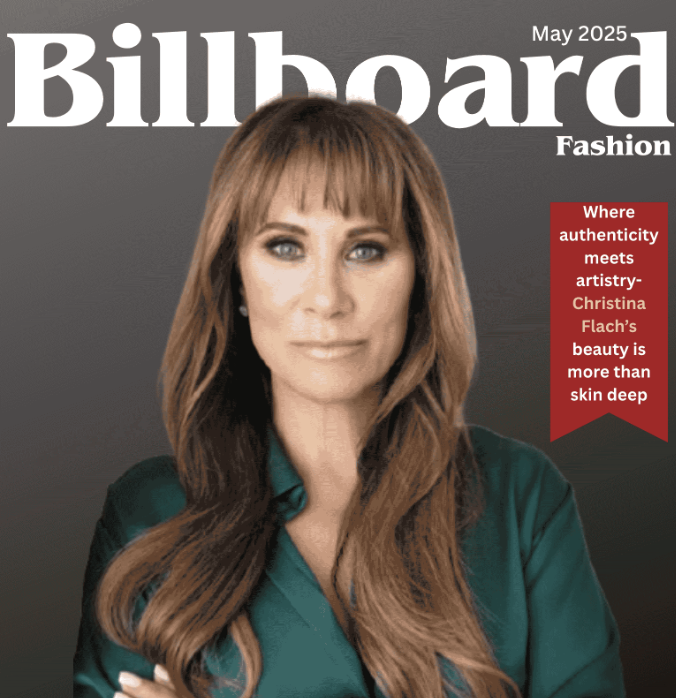 Christina Flach featured in Billboard Fashion magazine celebrity makeup artist beauty expert editorial interview