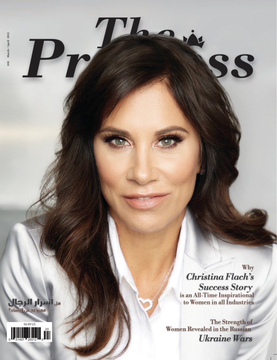 Christina Flach featured on The Princess Magazine cover as celebrity makeup artist and beauty entrepreneur