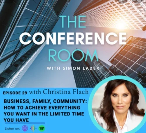 Pretty Girl Makeup CEO Christina Flach featured on Episode 29 of The Conference Room Podcast with Simon Lader discussing business family community and beauty entrepreneurship