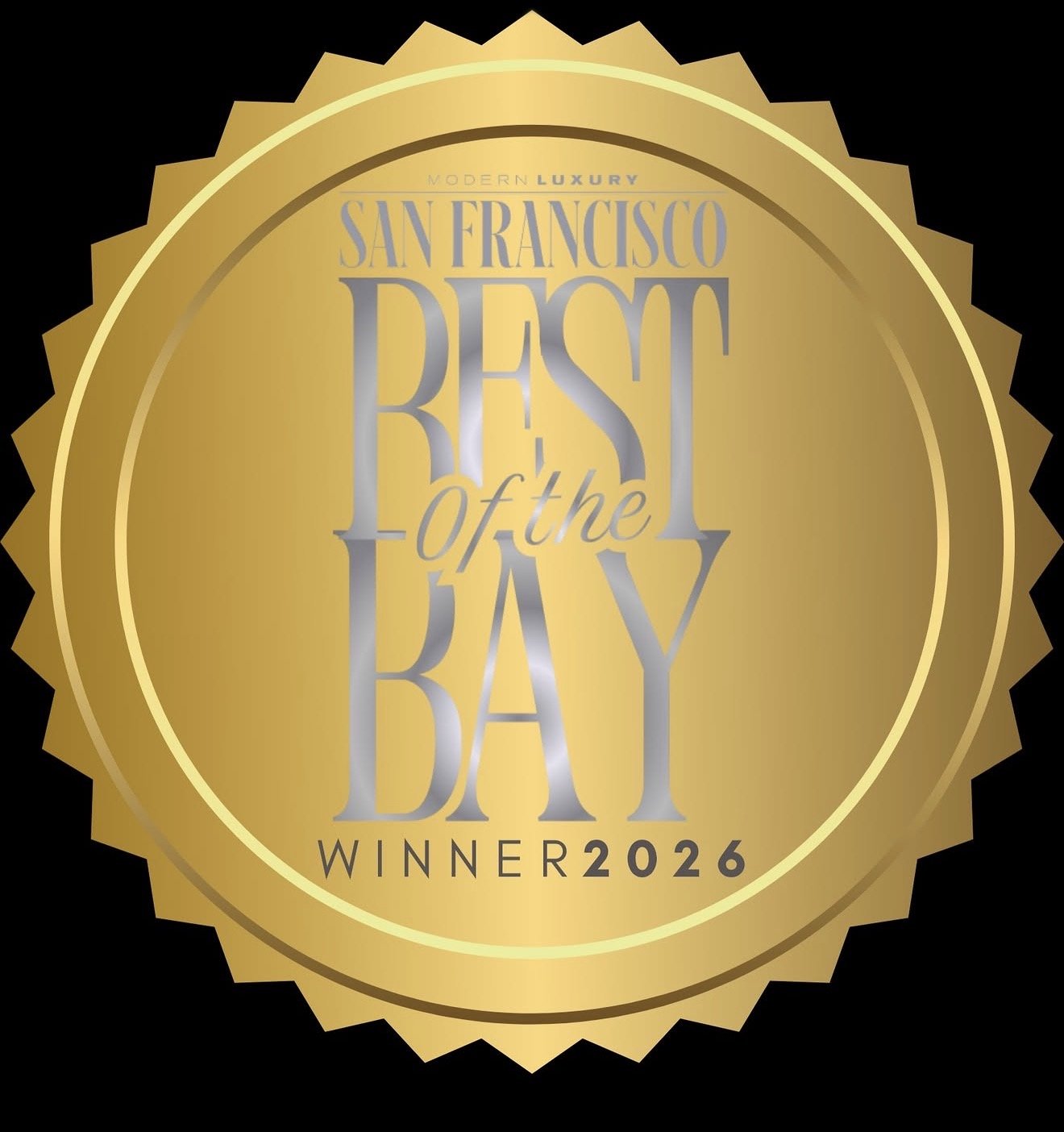 San Francisco Best of the Bay 2026 Winner badge — Best Beauty, Makeup Stylist, Christina Flach