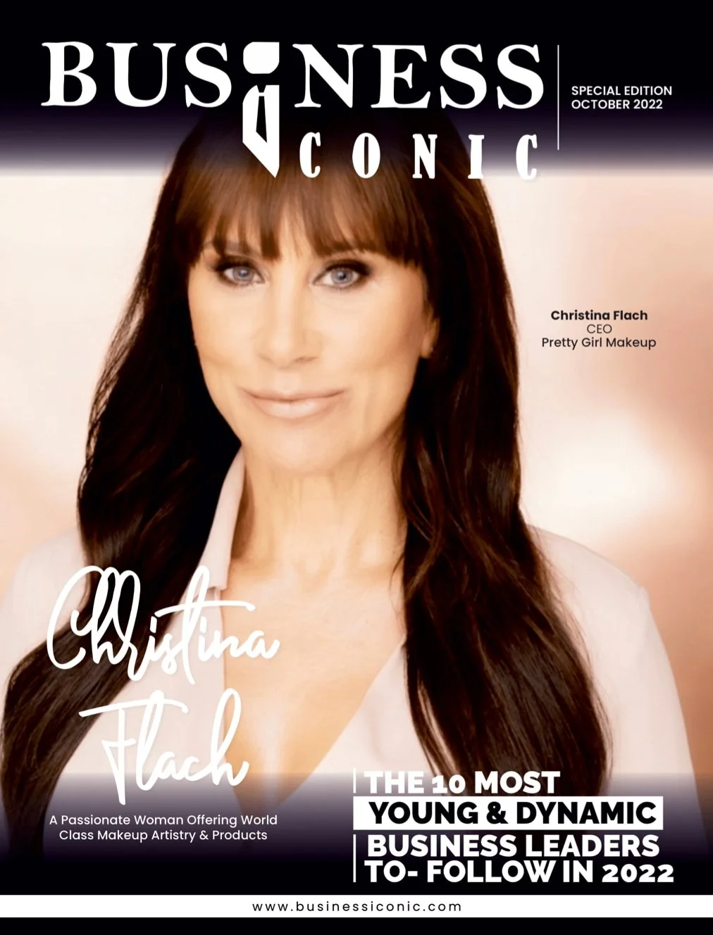 Christina Flach Business Iconic magazine cover October 2022 by Christina Flach celebrity makeup artist San Francisco Bay Area