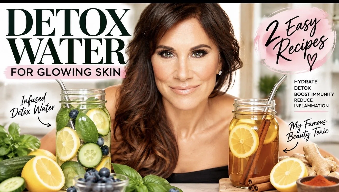 Mason jar detox water and beauty tonic recipe by Christina Flach celebrity makeup artist San Francisco Bay Area