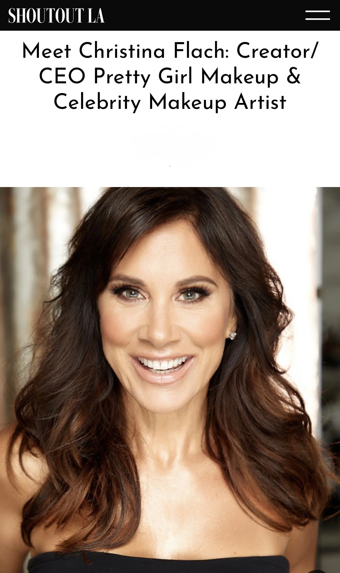 Christina Flach featured in Shoutout LA interview discussing beauty career, Pretty Girl Makeup, and celebrity makeup artist journey in San Francisco