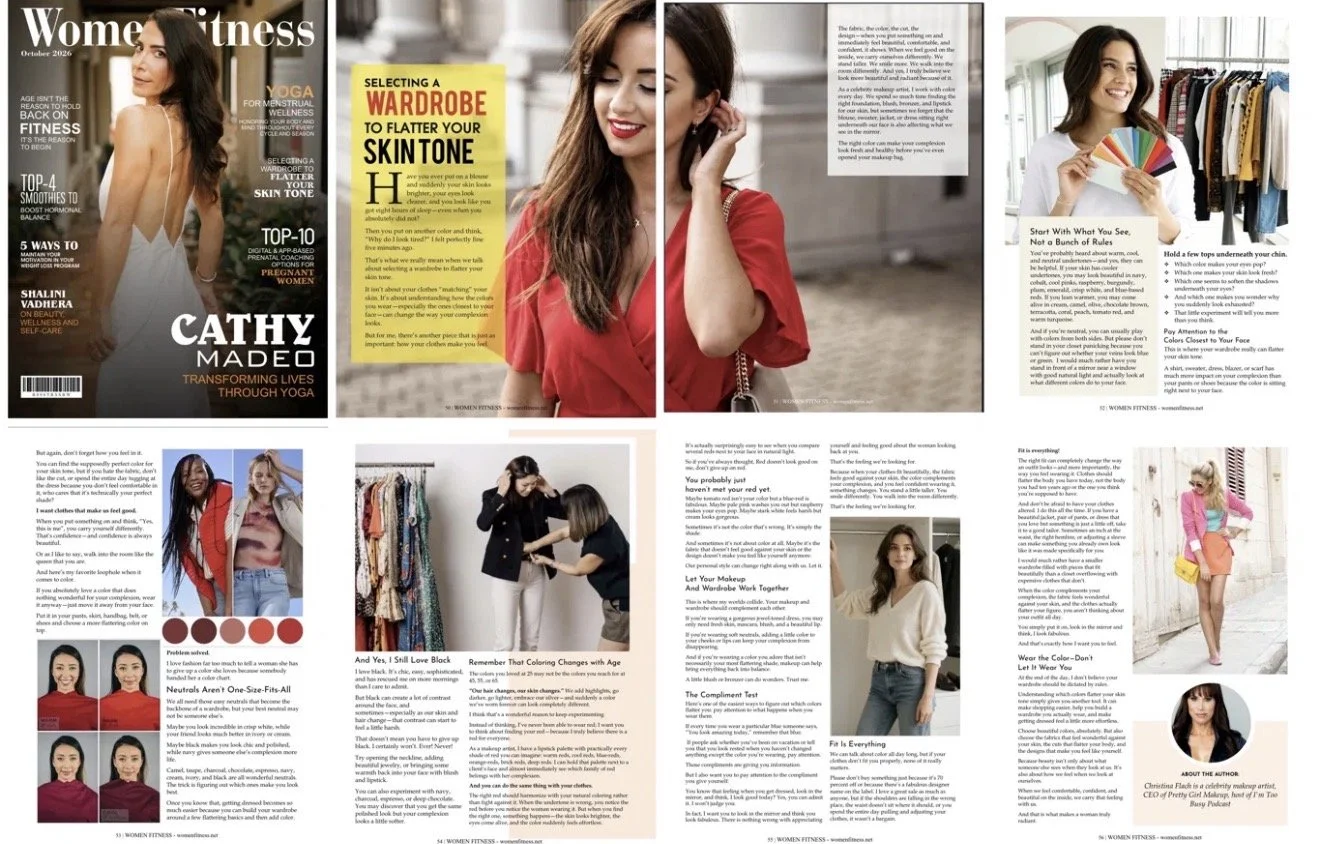 Christina Flach, SF celebrity makeup artist, Women Fitness Magazine feature on choosing a wardrobe to flatter your skin tone