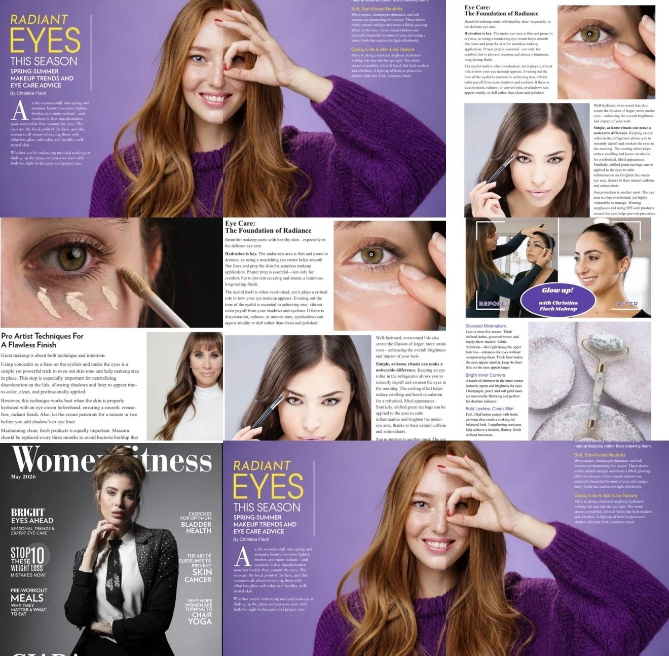 Radiant Eyes This Season, Women’s Fitness Magazine May 2026 feature by Christina Flach celebrity makeup artist San Francisco Bay Area