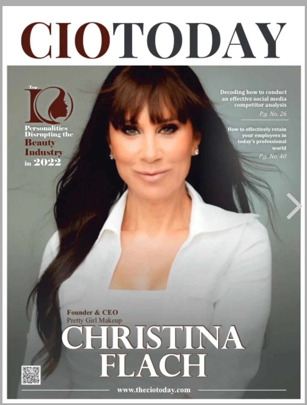 Christina Flach featured in CIO Today as top personality disrupting the beauty industry and founder of Pretty Girl Makeup