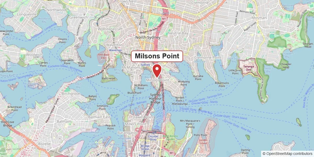 Map of Sparkmaster's service area around Milsons Point