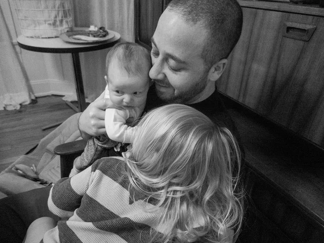 Sammy with his girls, Lily(R), and Charlie!
