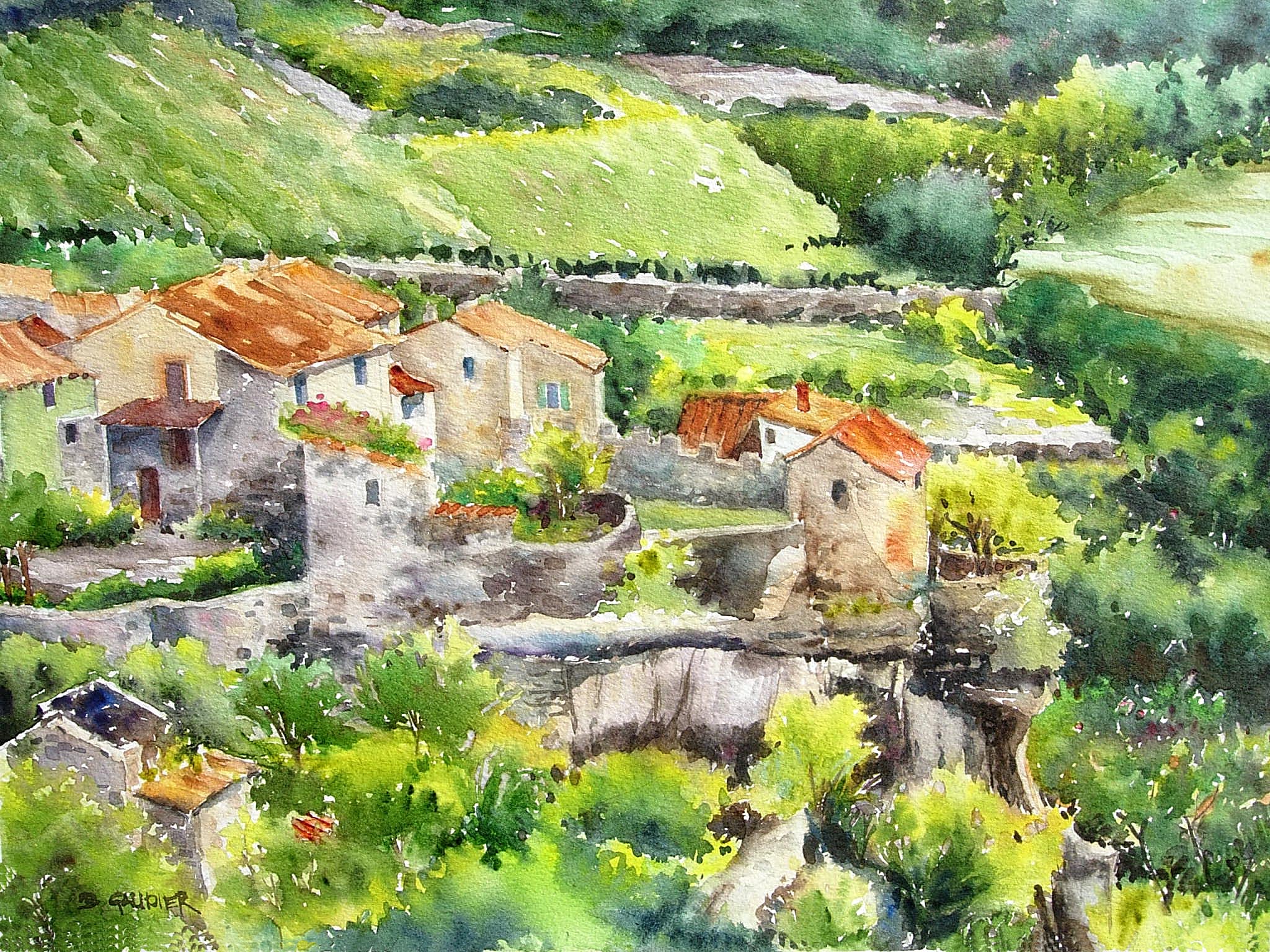 Minerve, France - watercolor 9x13.JPG