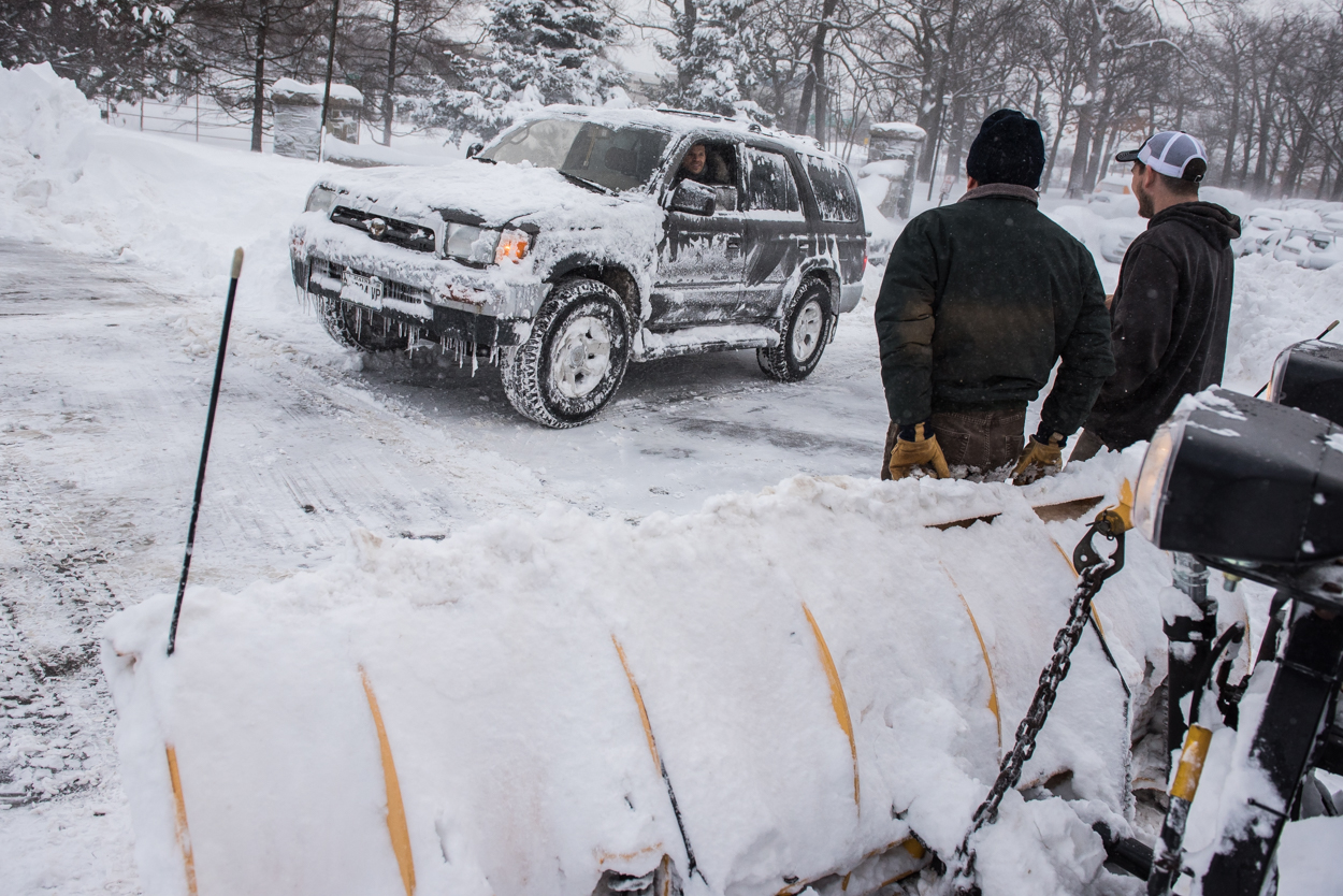 7:38am – Freshly shoveled out motorist at Deering Oaks Park.