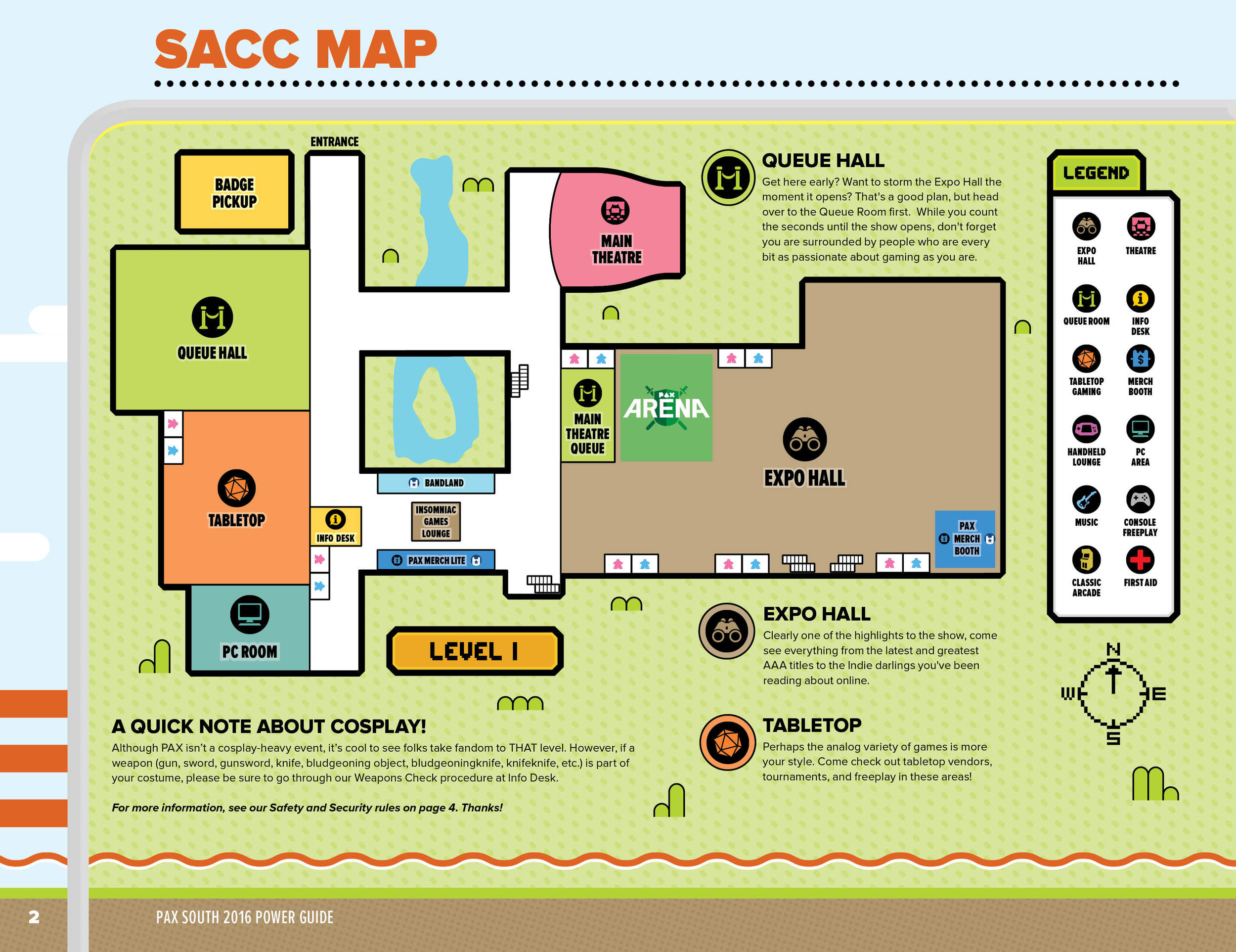 The current version of the PAX South 2016 map from the online guidebook.