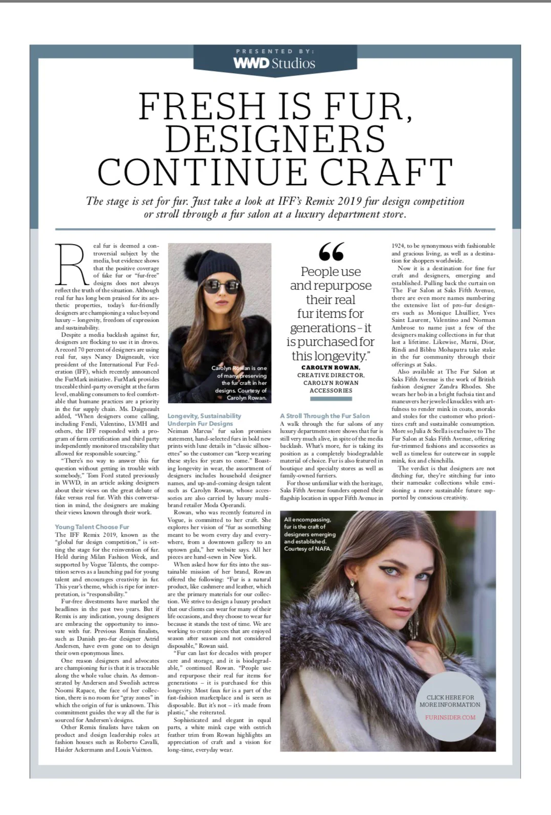 Fresh is Fur, Designers Continue Craft