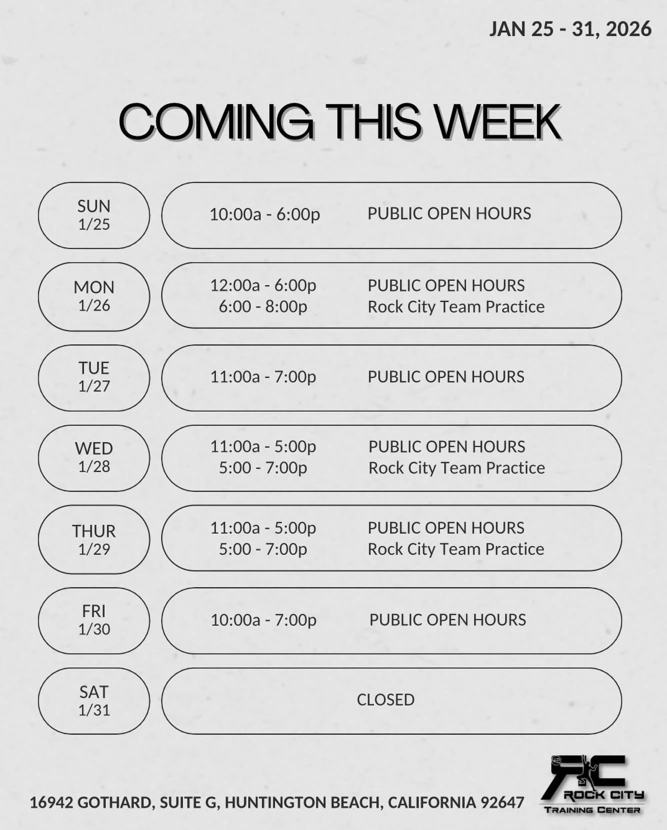 This week&rsquo;s schedule