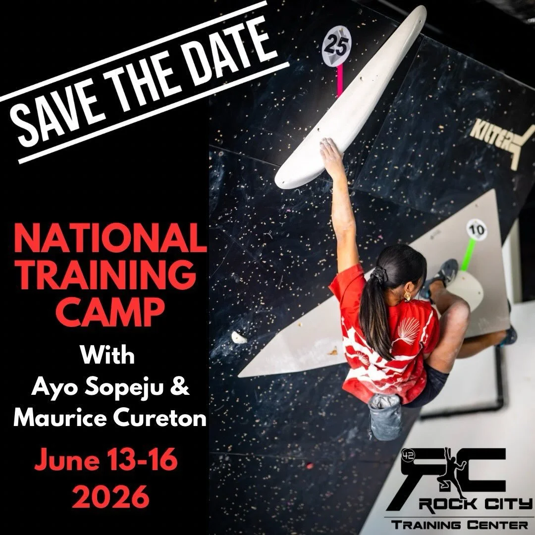 Save the date! Ayo Sopeju @think_ele and Maurice Cureton @rockcityclimbing will be hosting a Nationals Training Camp June 13-16, 2026!
📸: @thesketchybeta