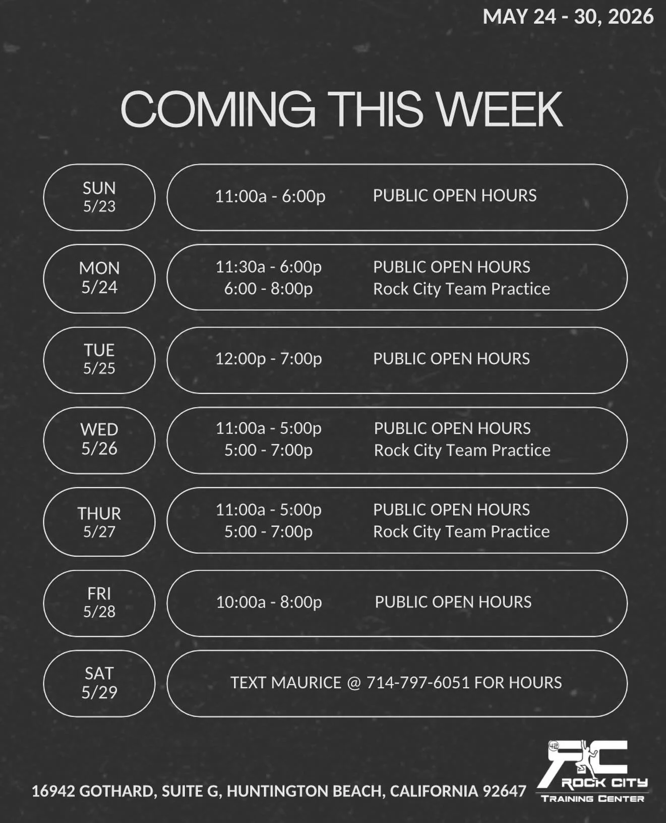 This week&rsquo;s schedule