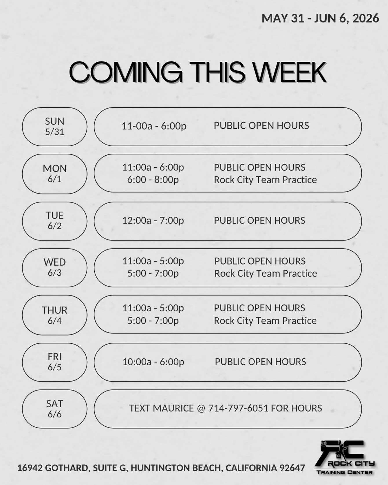 This week&rsquo;s schedule