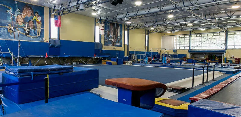   40‘x40’ gymnastics spring floor   12,000 sq. ft. gymnasium with unobstructed sight&nbsp;lines 