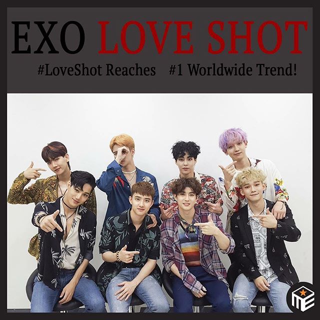 Congratulations to @weareone.exo for making to to #1 world wide trending on Twitter! Have you seen the #LoveShot #music video teaser trailer?