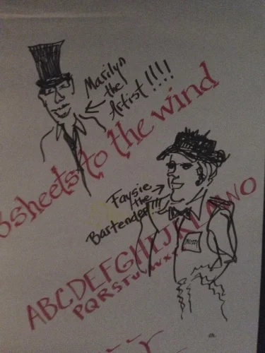 Kay's portraits of the Artist and Bartender. Two very important people!