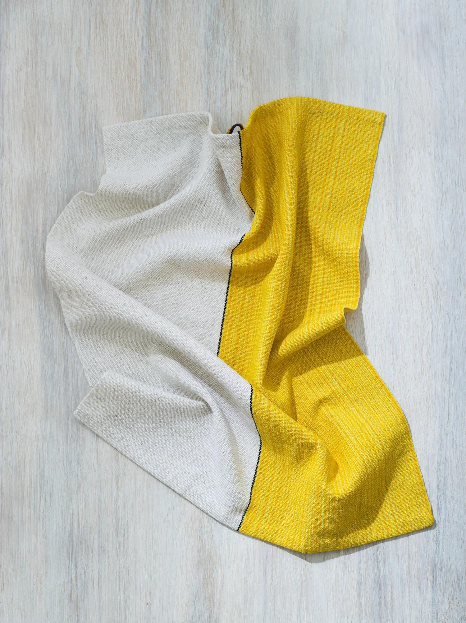 Half Yellow Handwoven Hand Towel, Plain Weave