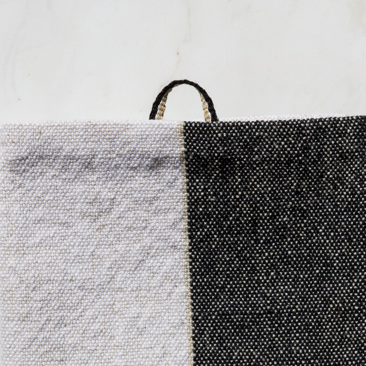 Detail of Half Black Handwoven Hand Towel, Plain Weave