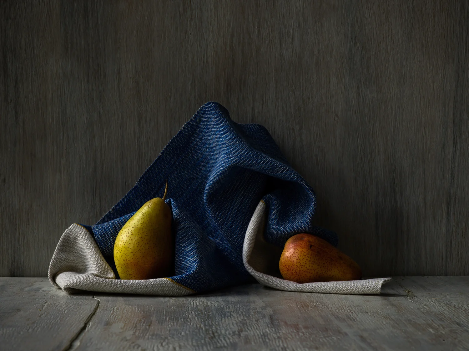 Half Blue Handwoven Hand Towel, Plain Weave