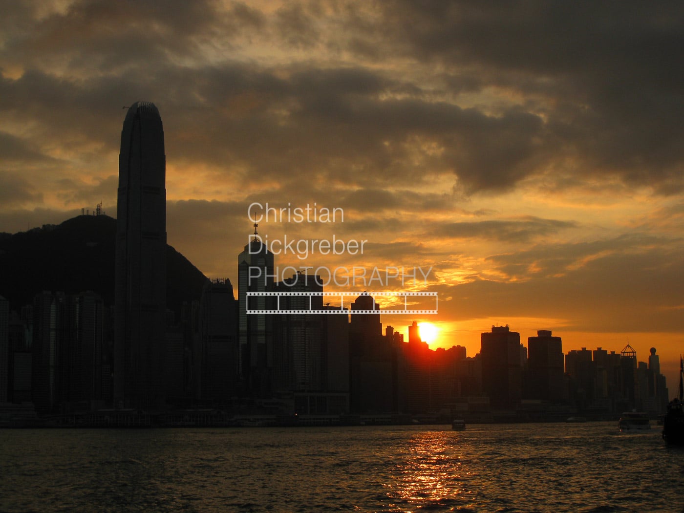 Sunset over HK island