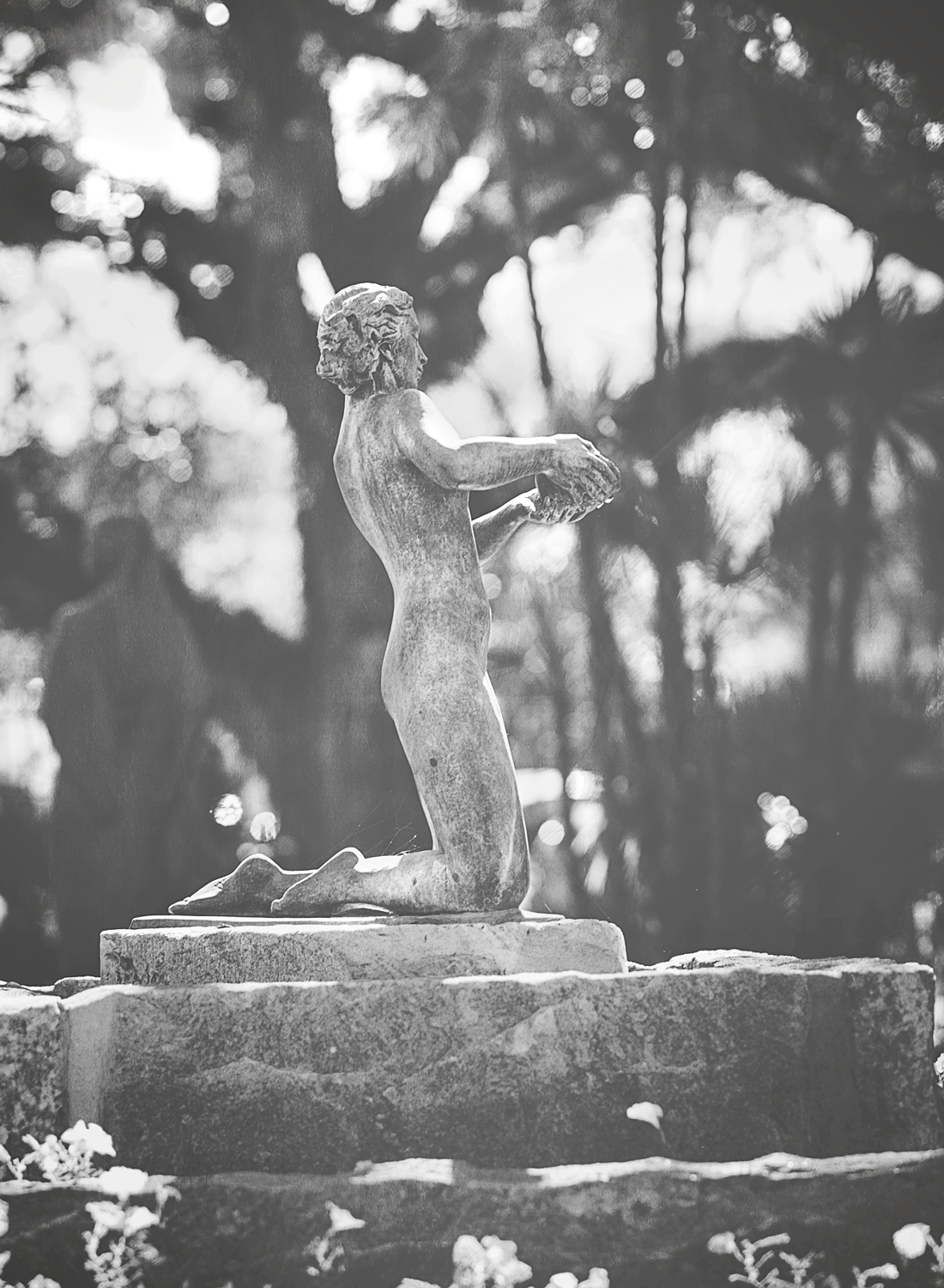 A sculpture in City Park's botanical gardens