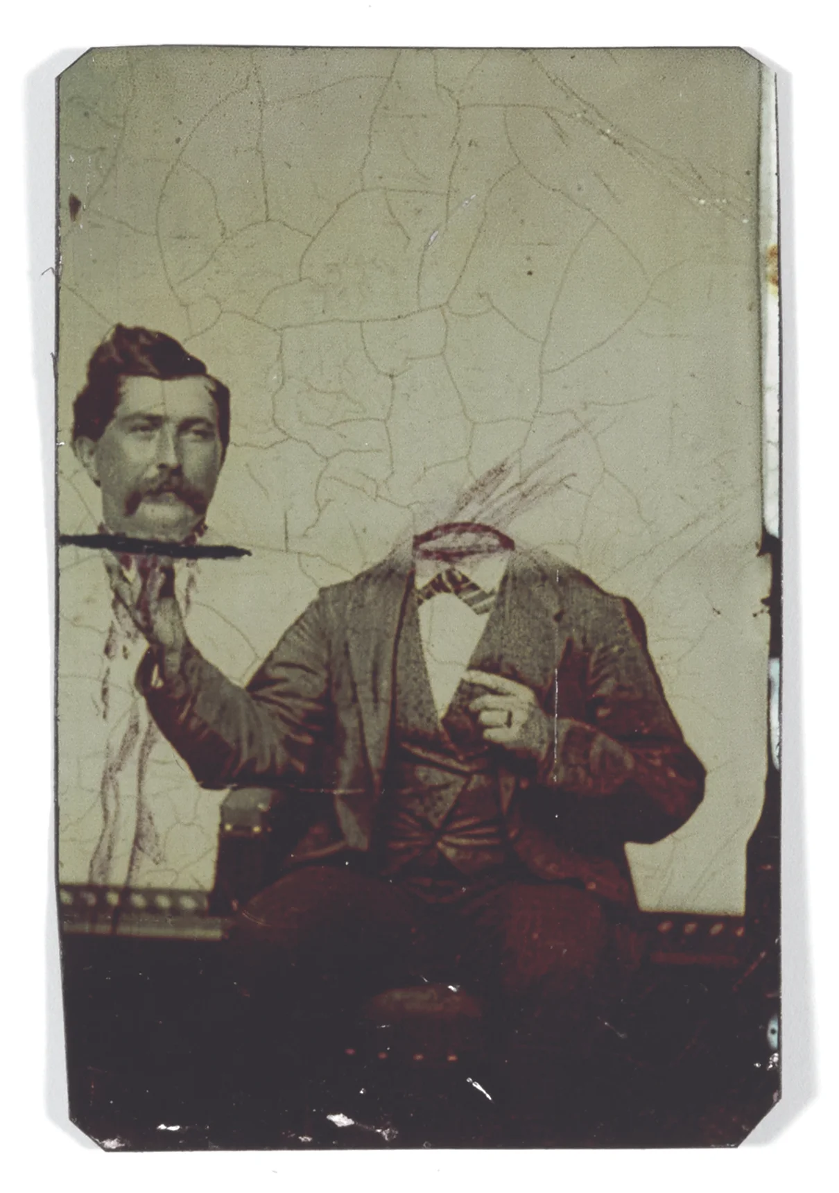 Anonymous, Headless Man Pointing to His Head on a Tray, 1880