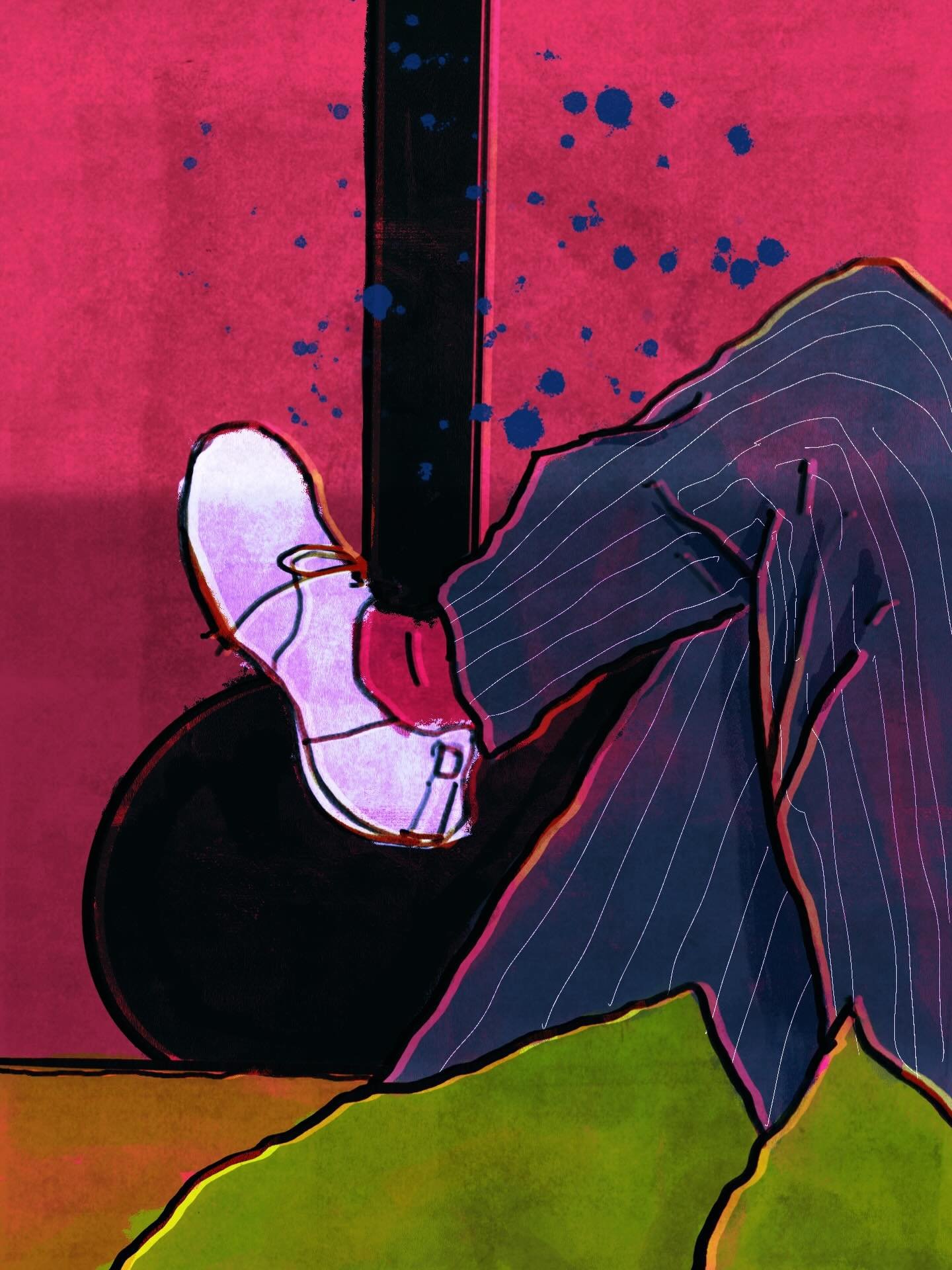 Sort of self portrait lol I&rsquo;m back at Lasalle for the next few weeks to teach Procreate. Today I&rsquo;m using my time before class to get some reading in because I didn&rsquo;t meet my reading goal of 50 books last year (I got up to 37 I think