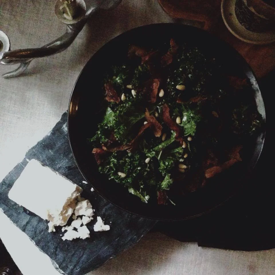 Kale and Crispy Bacon Salad featuring BBQT