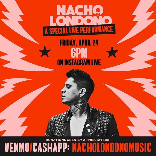 Tune in for my live performance tomorrow Friday, April, 24th at 6pm. 
I&rsquo;m very thankful for all the love and support form everyone during this difficult times. Pic by @basiliosilvaphoto flyer by @mamut_creative