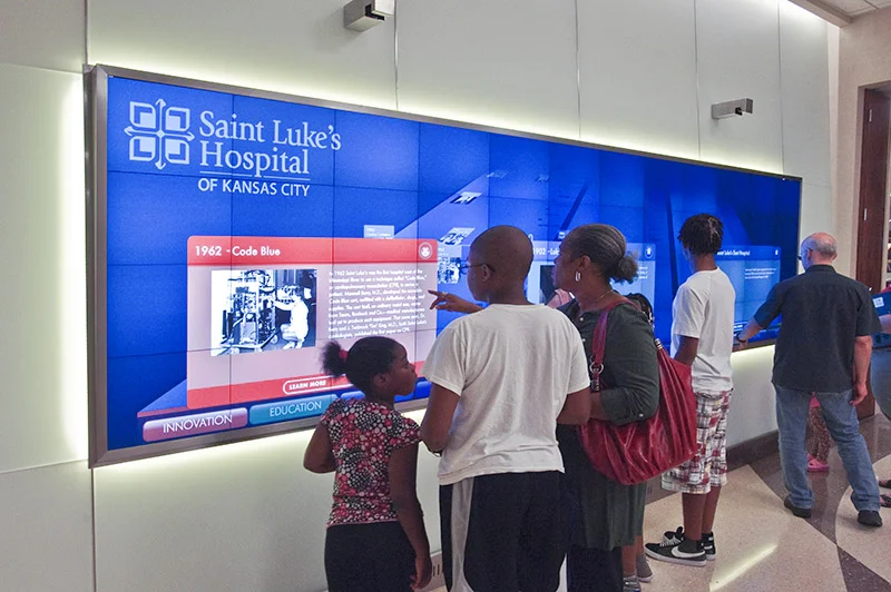 Digital signage history wall for Saint Luke's Hospital