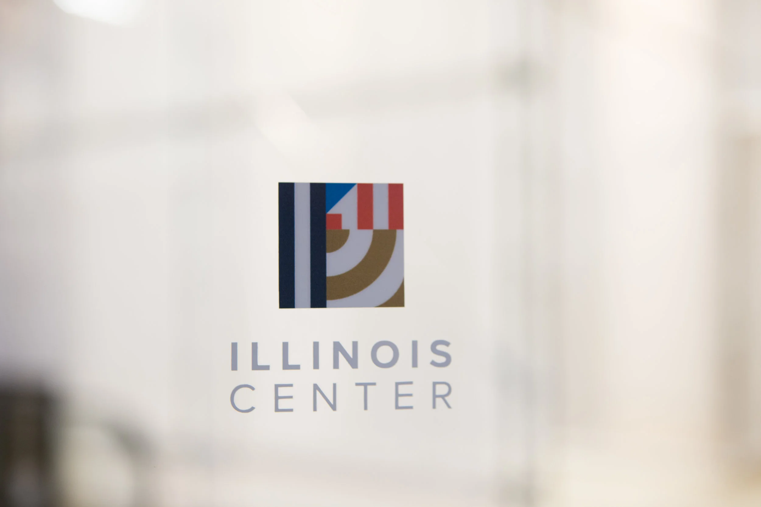 Illinois center logo on glass