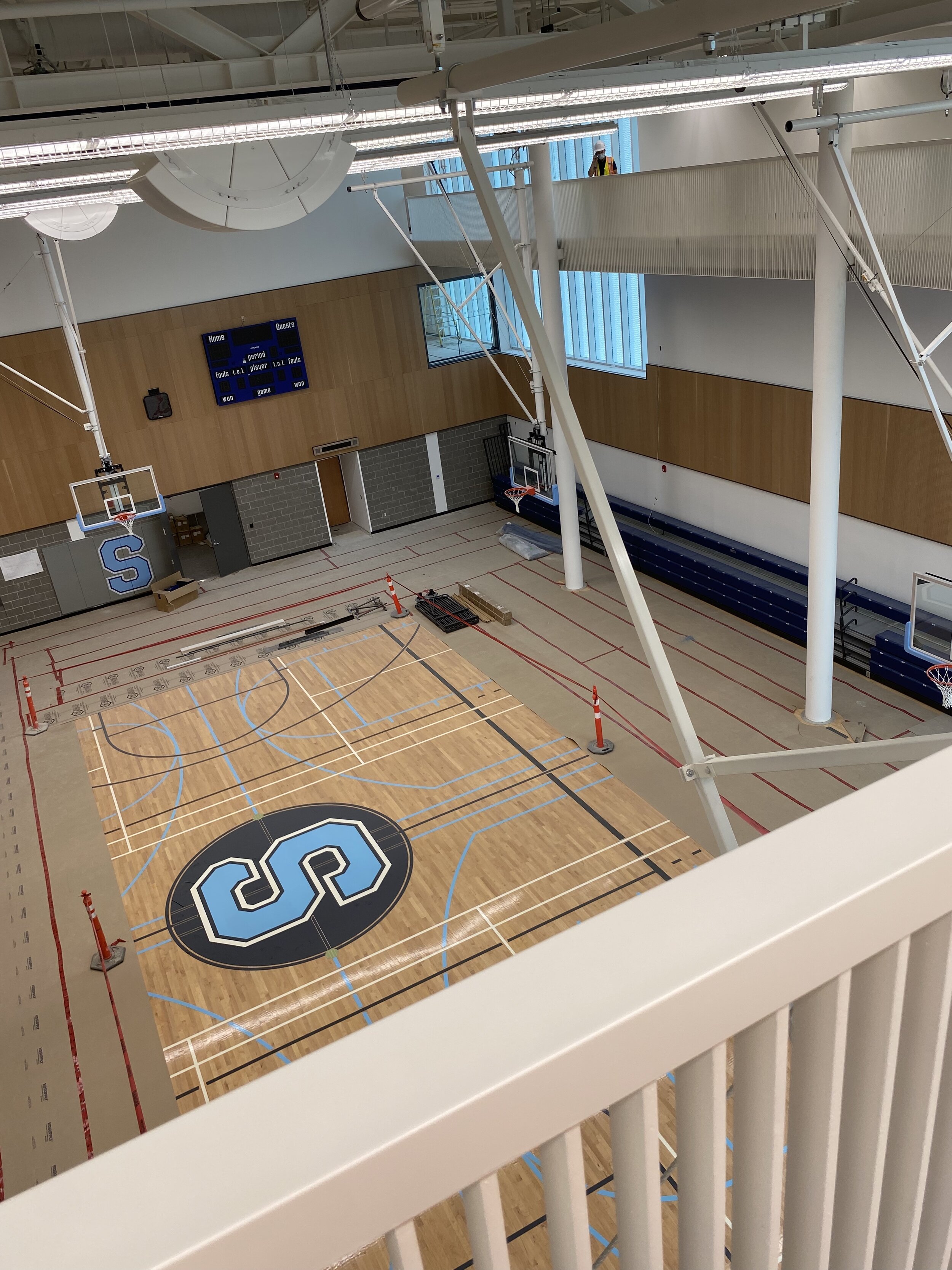  A view of Sheridan’s HMC2A basketball court from the track.  