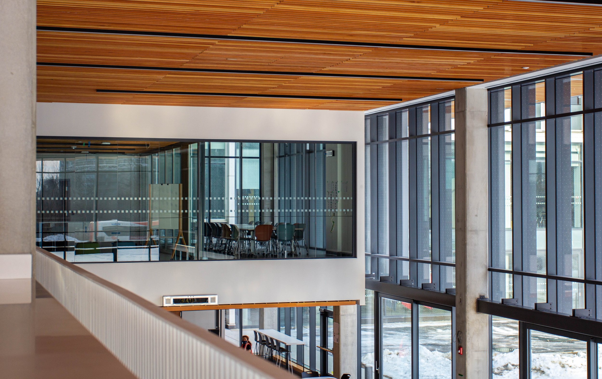  2nd floor view of the HMC Student Centre, facing the Clubs room.  